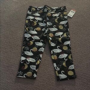 3/$10 sale!! Wonderkids Black and Gold Swan Pattern Leggings